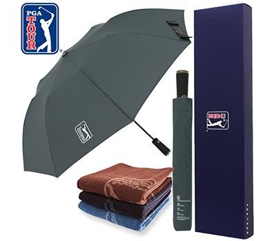 PGA 친환경그린 2단자동 우산 170g죽사타올세트 