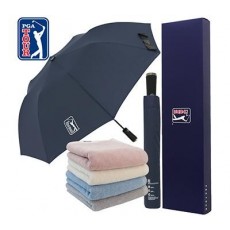 PGA 친환경그린 2단자동 우산 200g코마사타올세트 