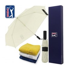 PGA 친환경그린 3단완전자동 우산 170g면사타올세트 