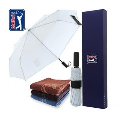 PGA 친환경그린 3단완전자동 우산 170g죽사타올세트 