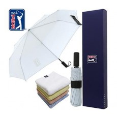 PGA 친환경그린 3단완전자동 우산 180g모달사타올세트 